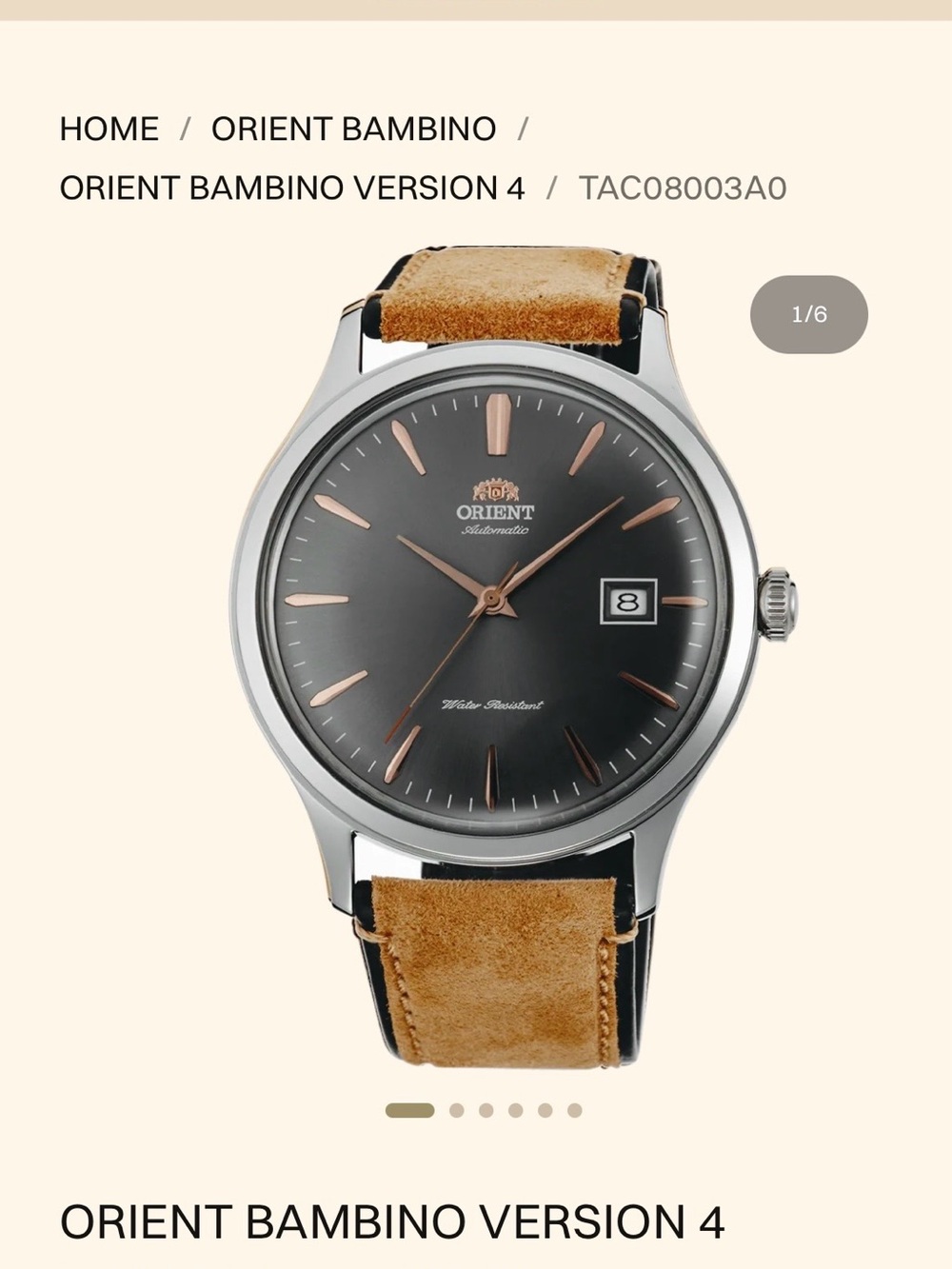 Bambino Version 4 Men’s Watch - Black Dial with Tan Strap